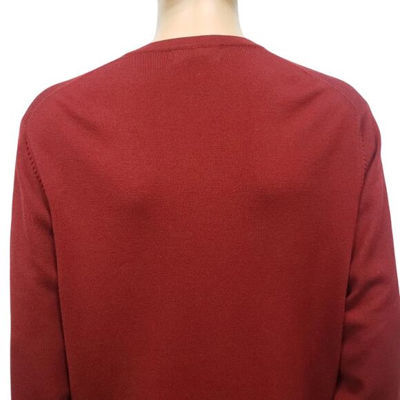 Brooks Brothers Merino Wool Blend V-Neck Sweater Men M Red Knit Unisex Vintage - Picture 10 of 12